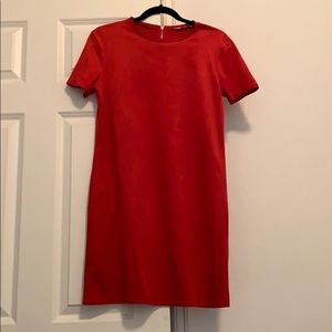 Red suede Zara shirt dress